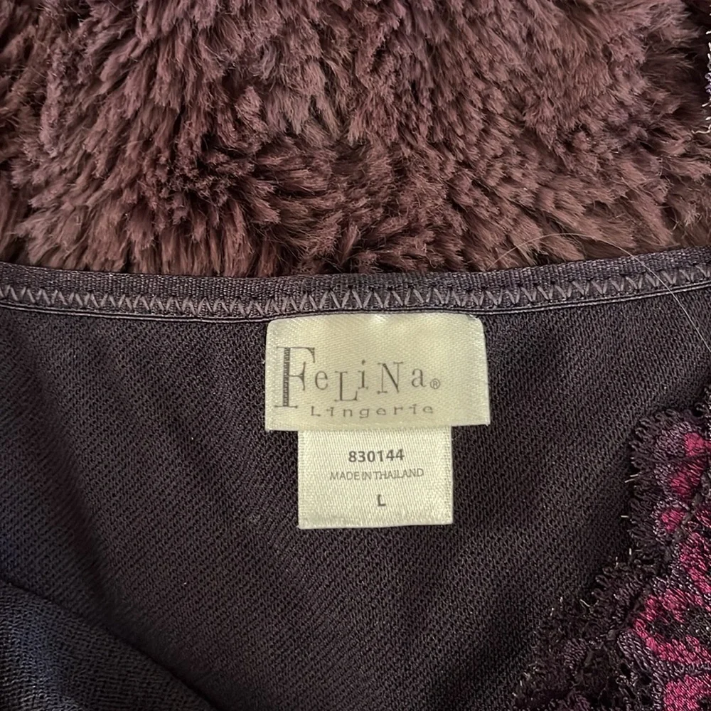 Felina Lingerie Elegant Purple and Gray/Black Lace Camisole Size L - Picture 3 of 10